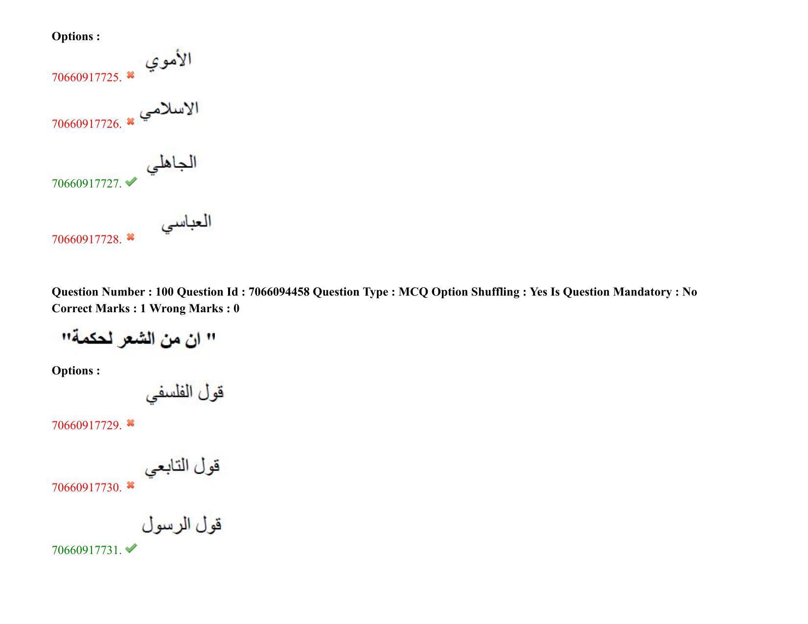 TS CPGET 2020 M.A. Arabic (Shift 1) Question Paper with Answer Key - Page 66