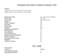 TS CPGET 2020 M.A. Arabic (Shift 1) Question Paper with Answer Key