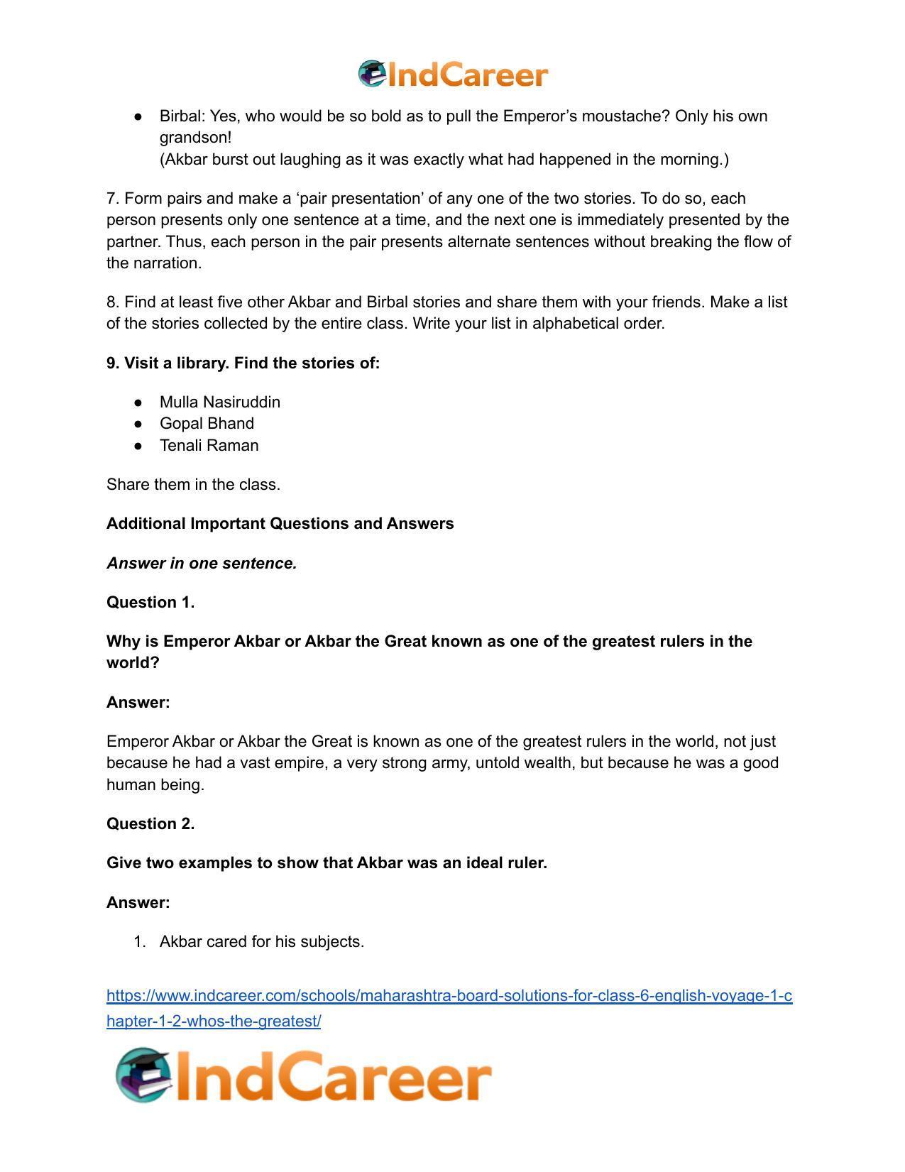Maharashtra Board Solutions for Class 6- English (Voyage 1): Chapter 1.2- Who’s the Greatest? - Page 5