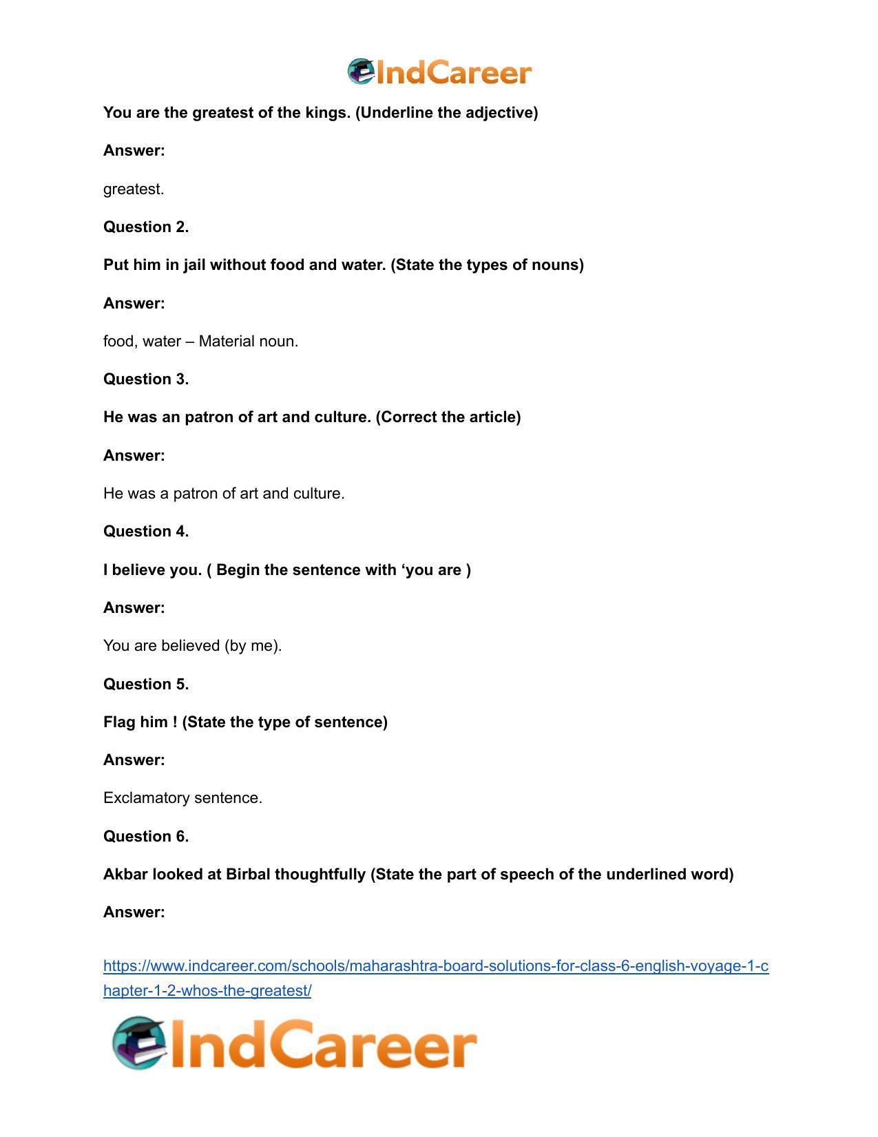 Maharashtra Board Solutions for Class 6- English (Voyage 1): Chapter 1.2- Who’s the Greatest? - Page 10