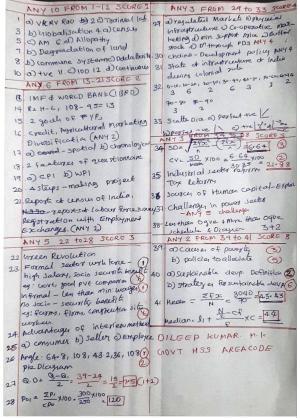 Kerala Plus One 2022 Economics Answer Key (Model)