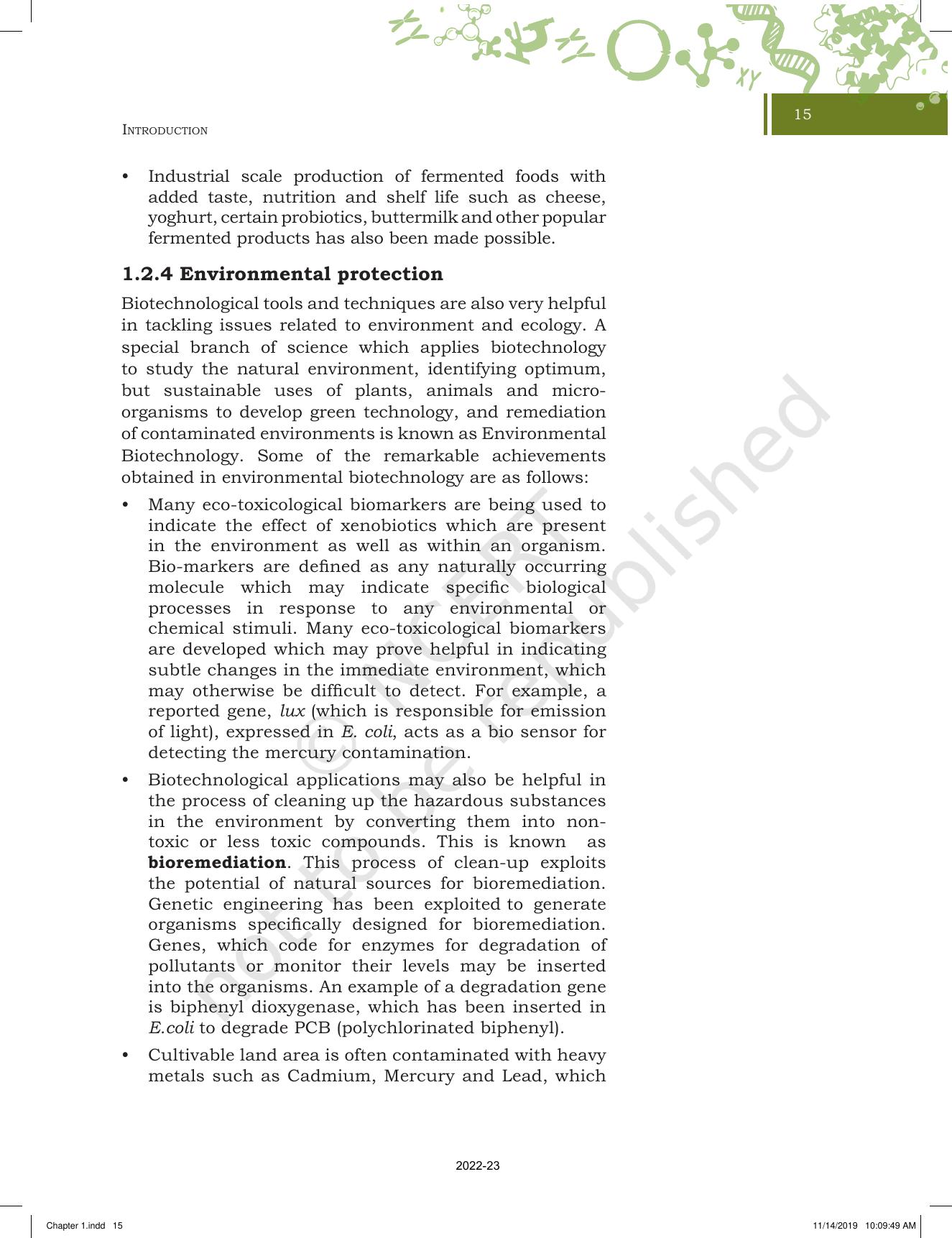 NCERT Book for Class 11 Biotechnology Chapter 1 Introduction - Page 15