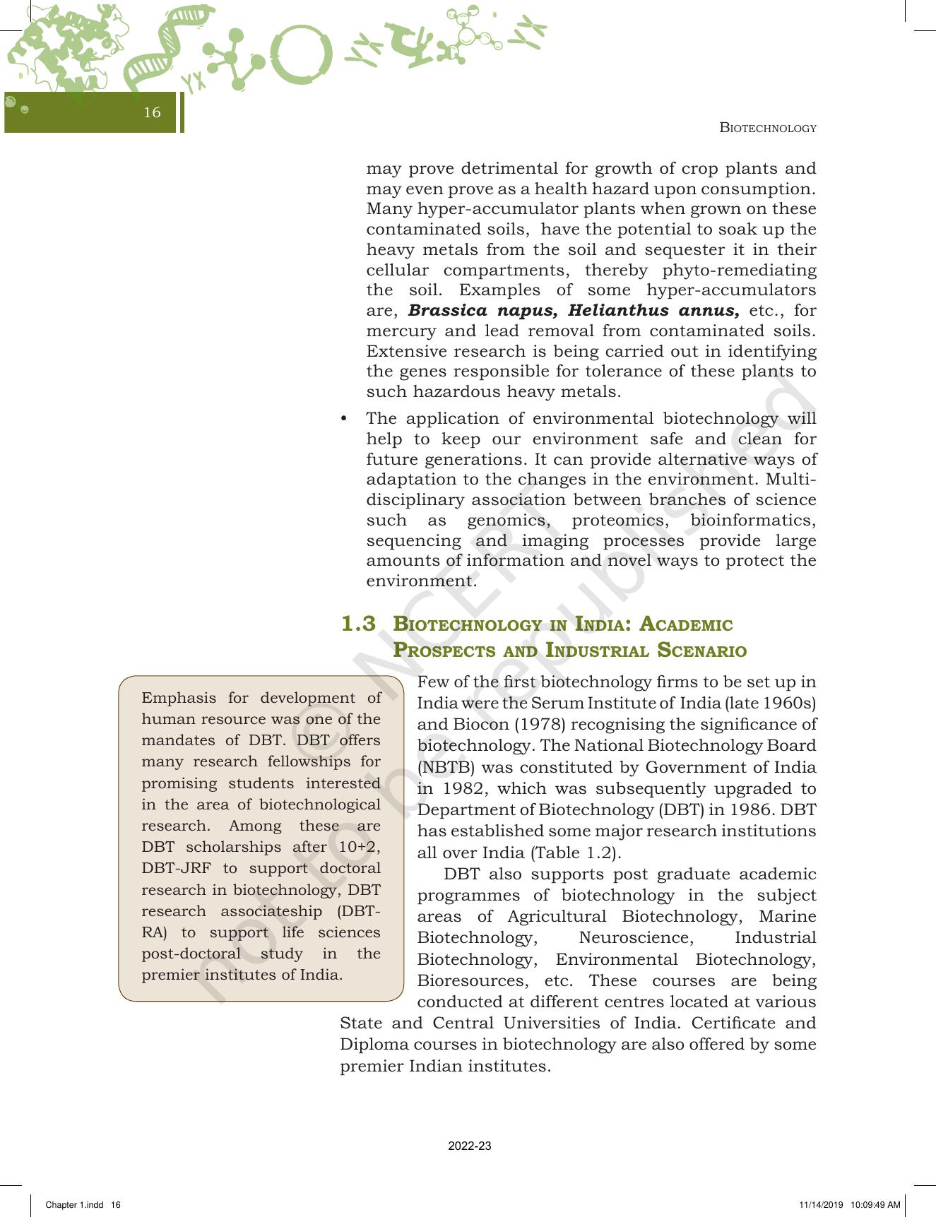NCERT Book for Class 11 Biotechnology Chapter 1 Introduction - Page 16