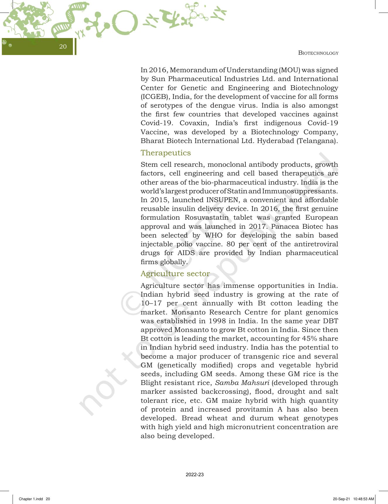 NCERT Book for Class 11 Biotechnology Chapter 1 Introduction - Page 20