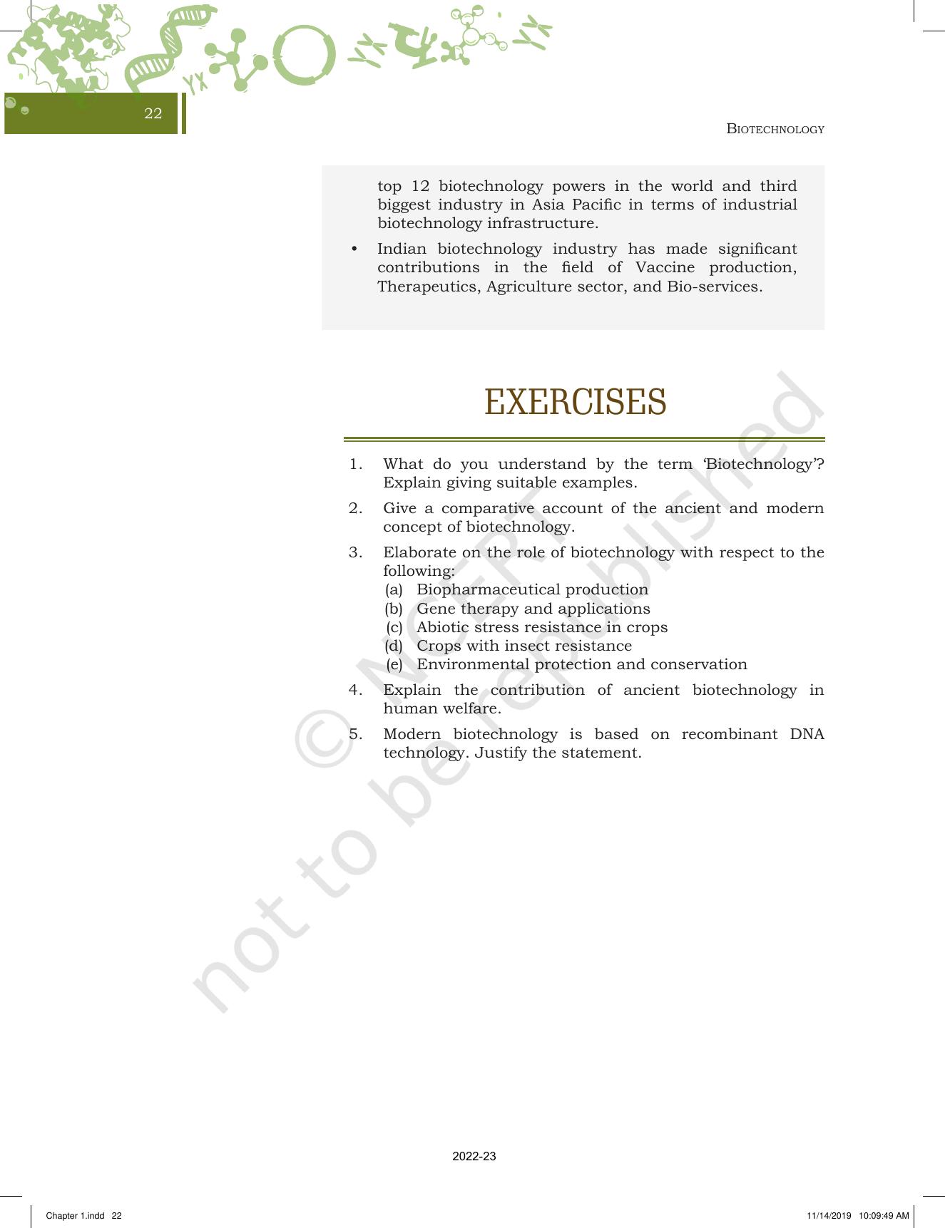 NCERT Book for Class 11 Biotechnology Chapter 1 Introduction - Page 22