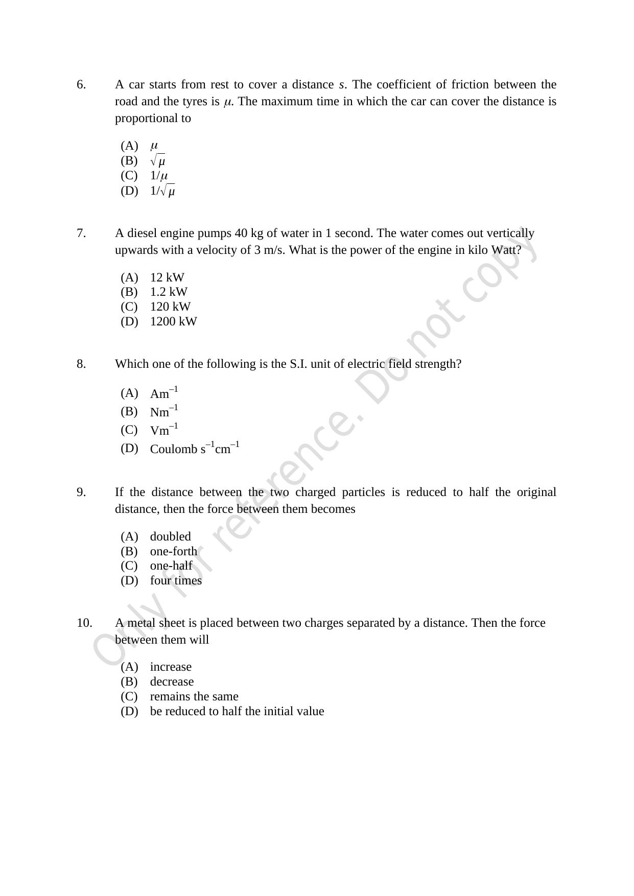 CUSAT CAT 2021 B.Tech Shift III Question Paper - Page 2