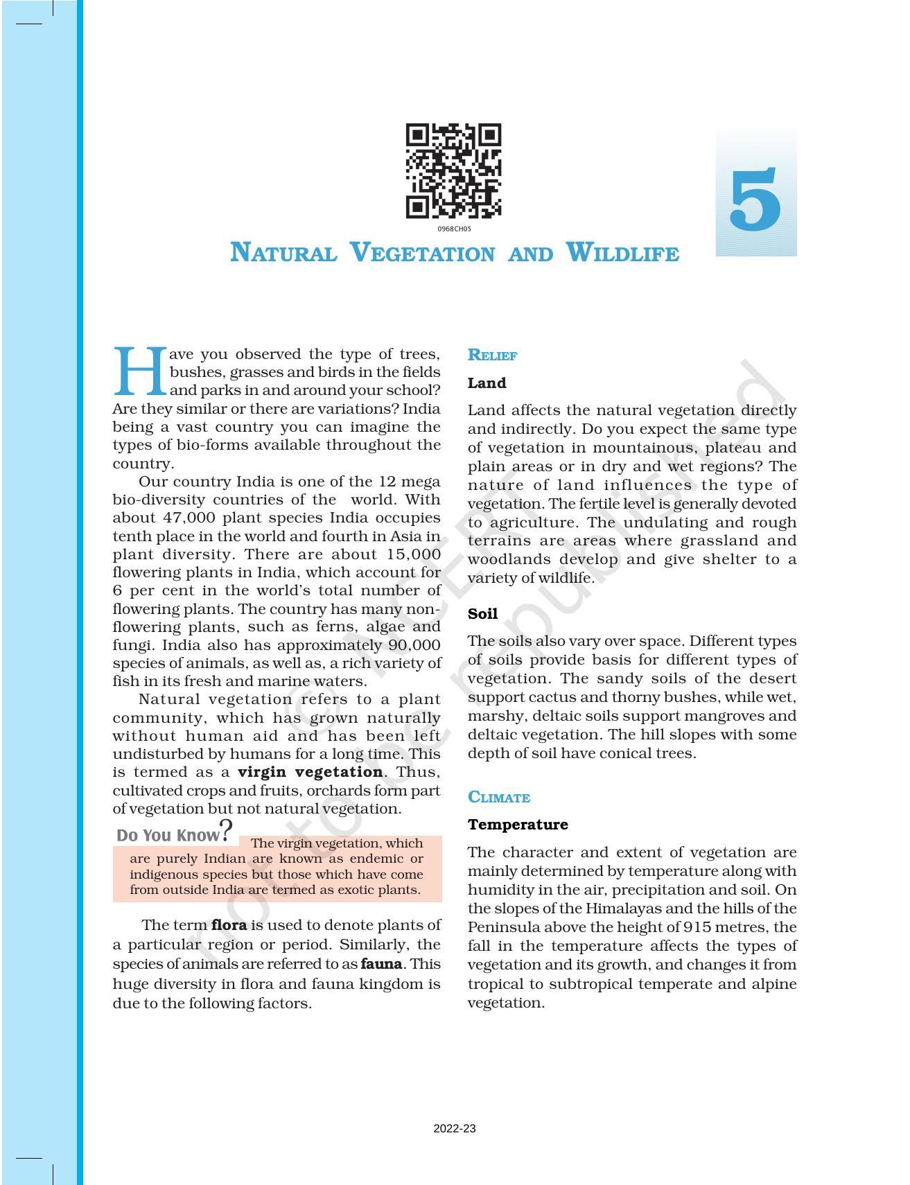NCERT Book for Class 9 Geography Chapter 5 Natural Vegetation and Wildlife - Page 1