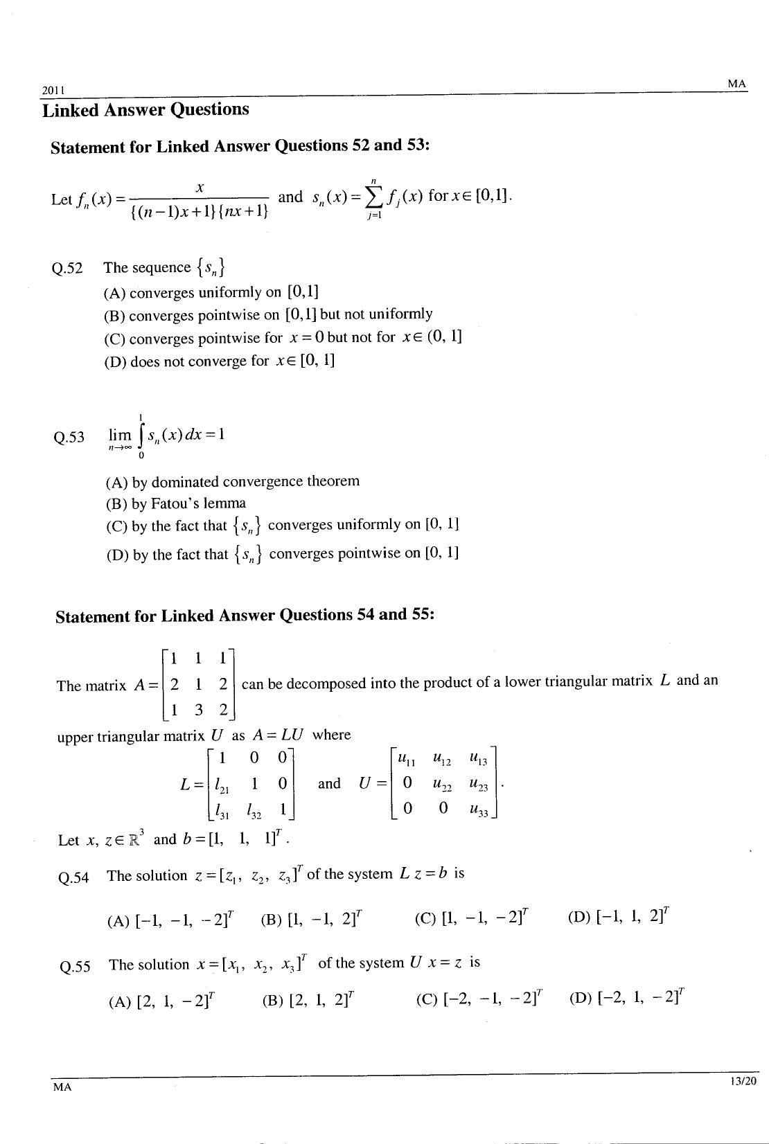 GATE 2011 Mathematics (MA) Question Paper with Answer Key - Page 13