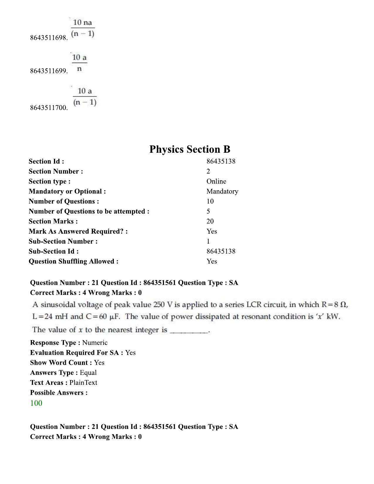 JEE Mains 2021: BTech ETE (Shift 1) 16-03-2021 Question Paper - Page 25