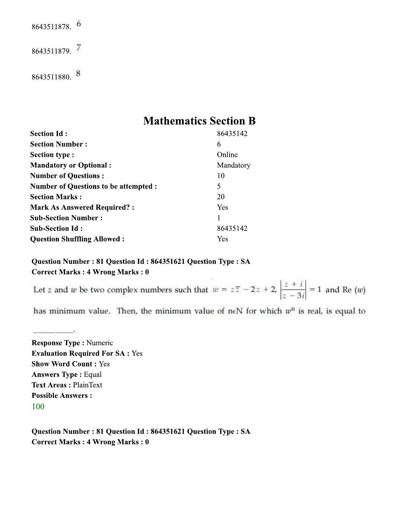 JEE Mains 2021: BTech ETE (Shift 1) 16-03-2021 Question Paper - Page 88