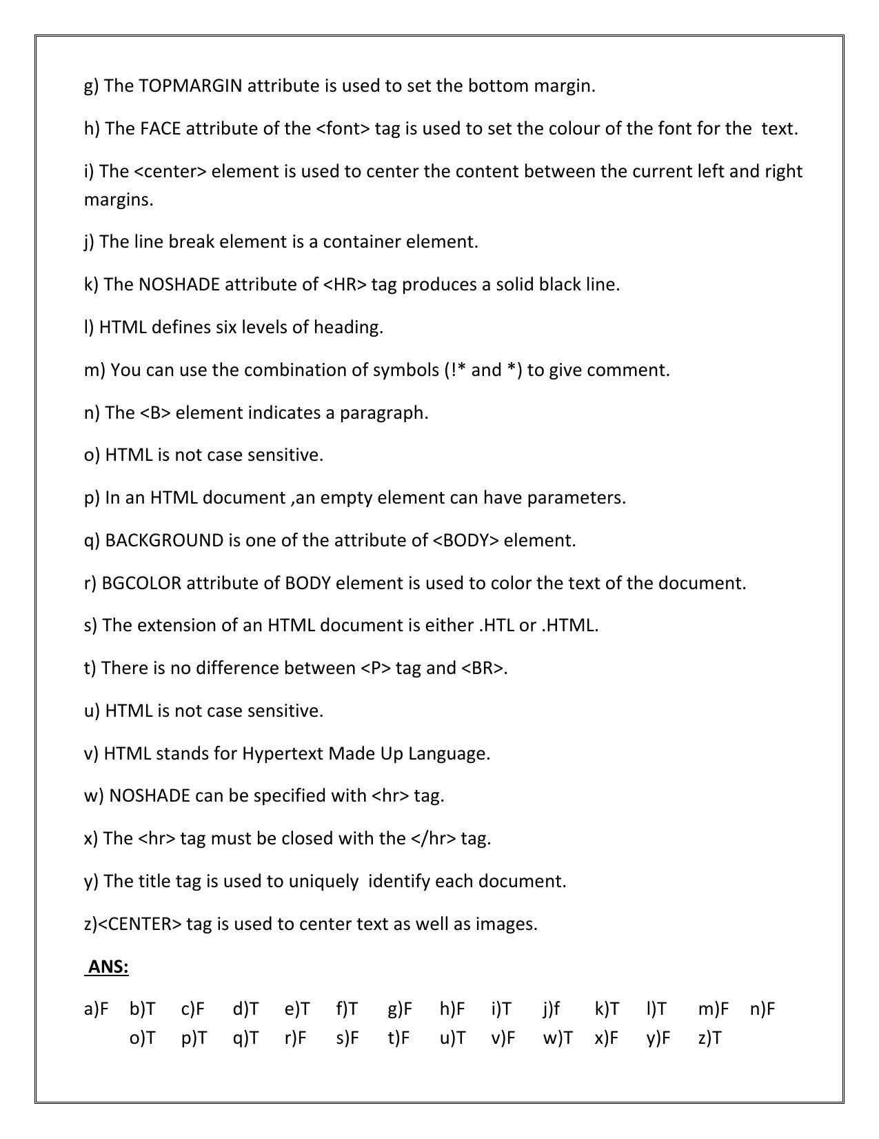 CBSE Worksheets for Class 10 Computer Science HTML Assignment - Page 3