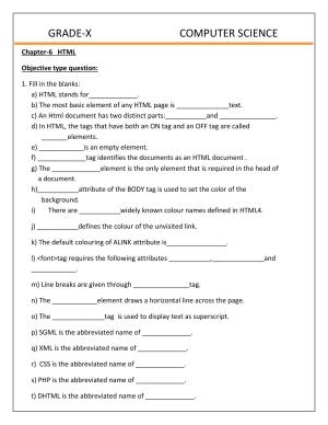 CBSE Worksheets for Class 10 Computer Science HTML Assignment