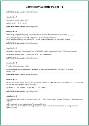 CUET UG Chemistry Sample Paper