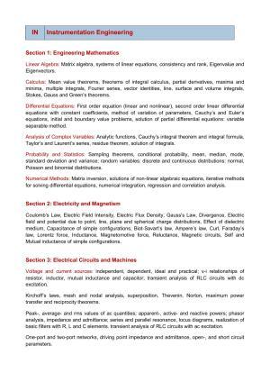 GATE Instrumentation Engineering Syllabus