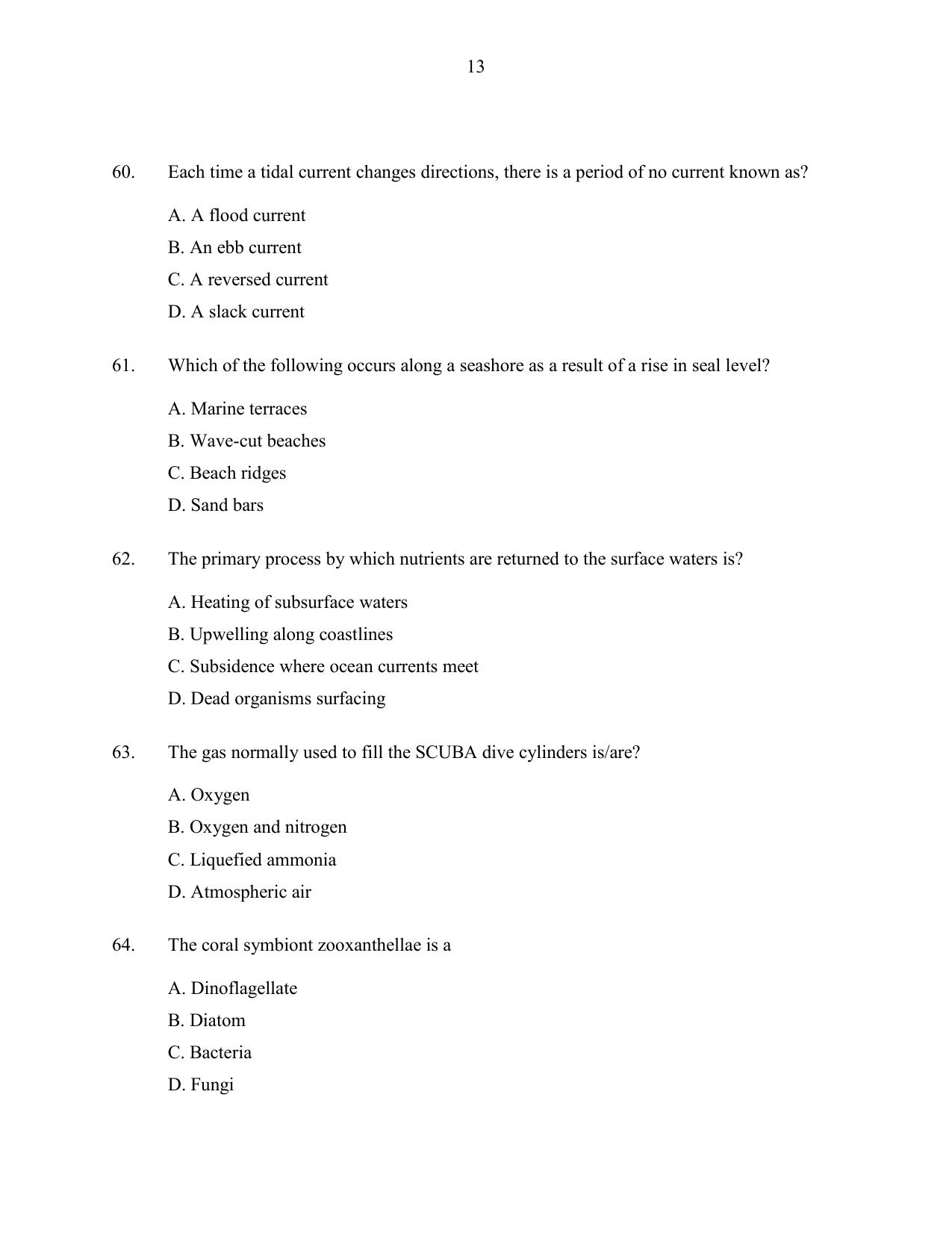 CUSAT CAT 2016 Fisheries Question Paper - Page 13