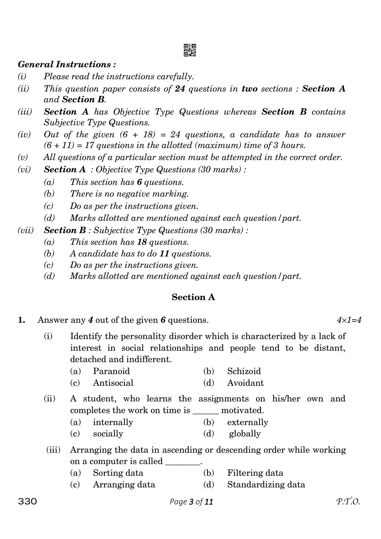 CBSE Class 12 330_Tourism 2023 Question Paper - Page 3