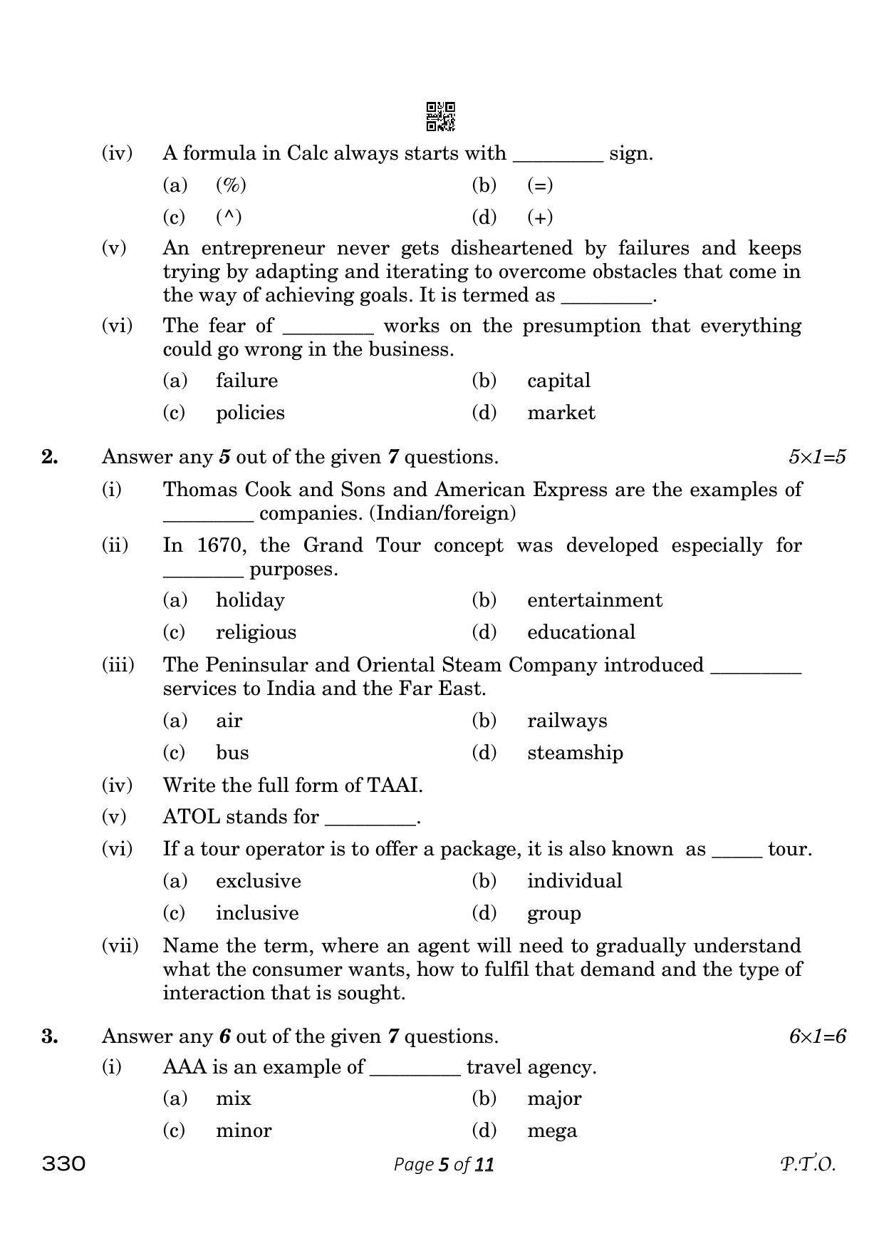 CBSE Class 12 330_Tourism 2023 Question Paper - Page 5