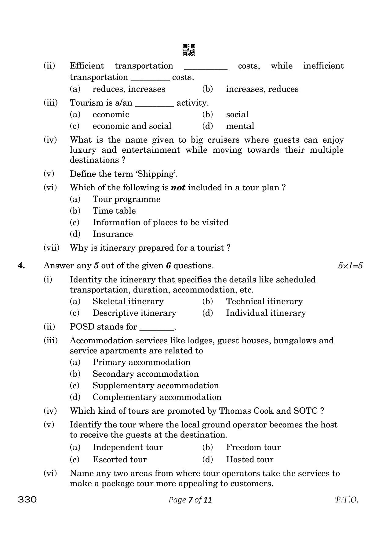 CBSE Class 12 330_Tourism 2023 Question Paper - Page 7