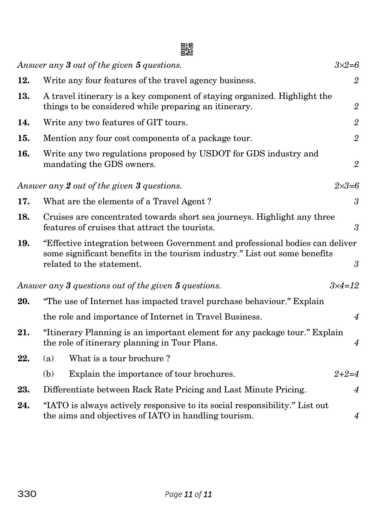 CBSE Class 12 330_Tourism 2023 Question Paper - Page 11
