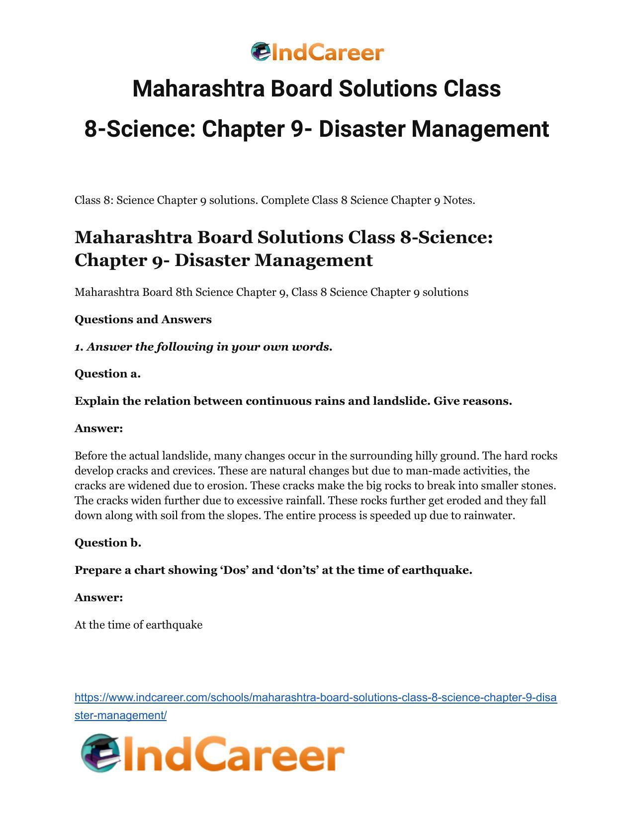 Maharashtra Board Solutions Class 8-Science: Chapter 9- Disaster Management - Page 2
