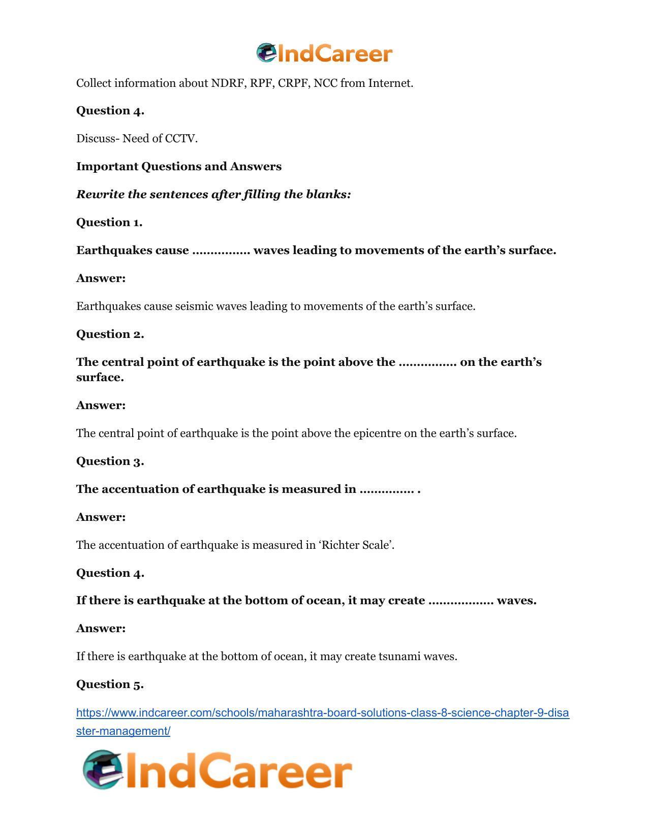 Maharashtra Board Solutions Class 8-Science: Chapter 9- Disaster Management - Page 10