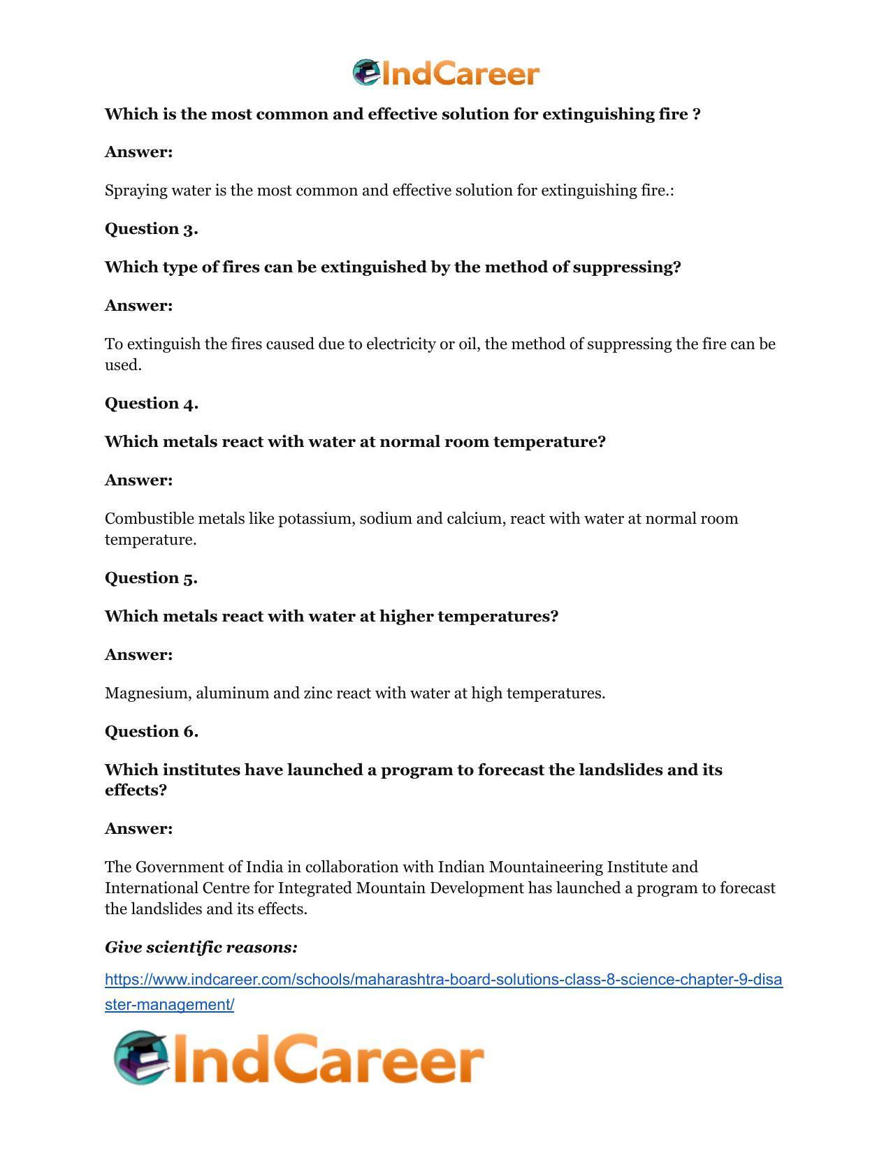 Maharashtra Board Solutions Class 8-Science: Chapter 9- Disaster Management - Page 15