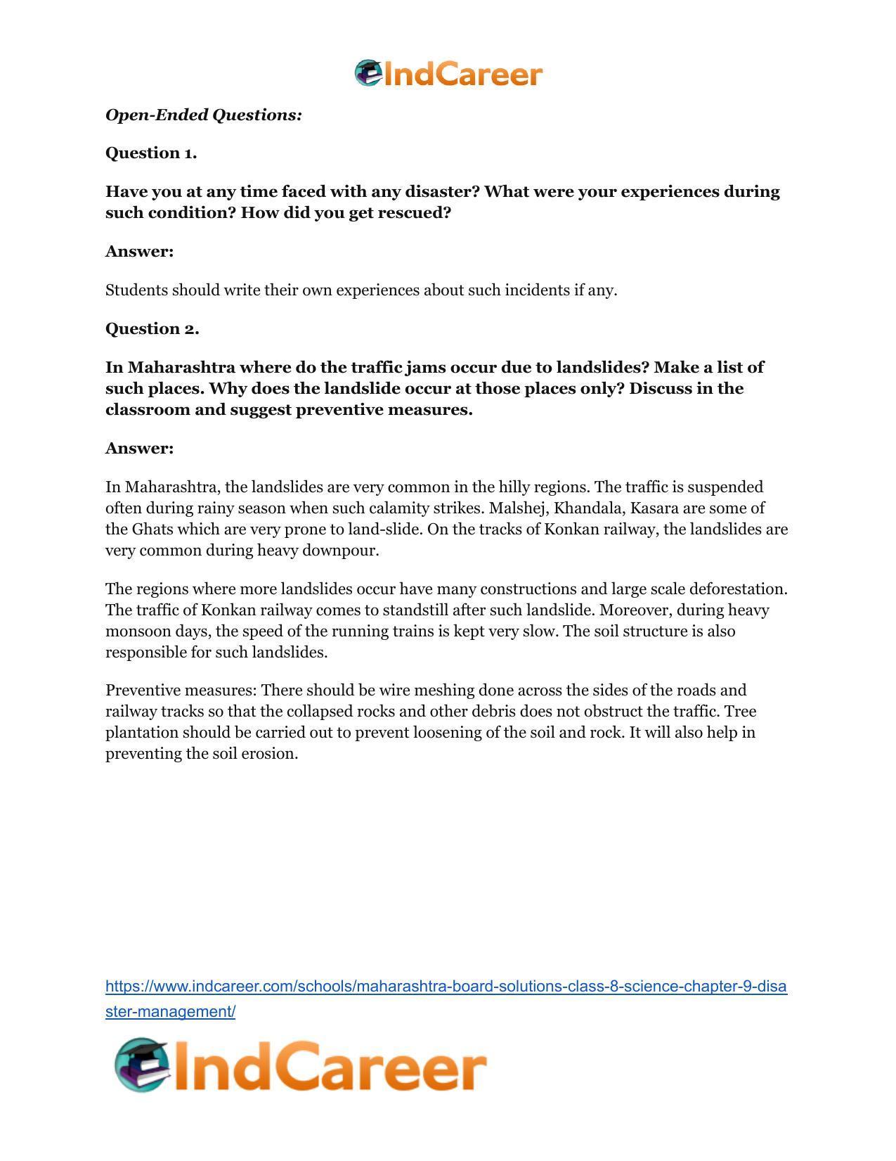 Maharashtra Board Solutions Class 8-Science: Chapter 9- Disaster Management - Page 20