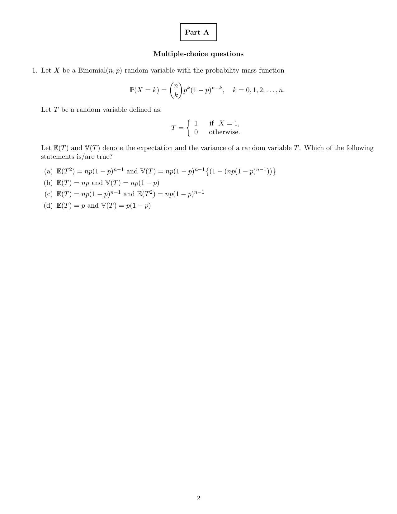 CMI Entrance Exam 2022 Question Paper MSc Data Science - Page 2