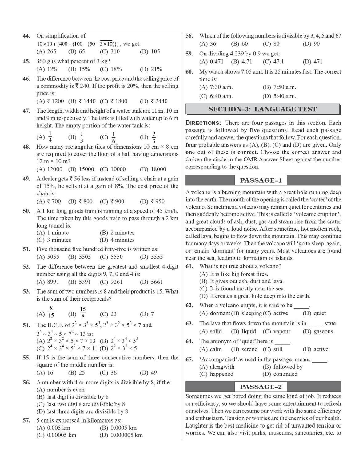 JNVST Class 6 2023 Question Paper with Solutions - Page 6