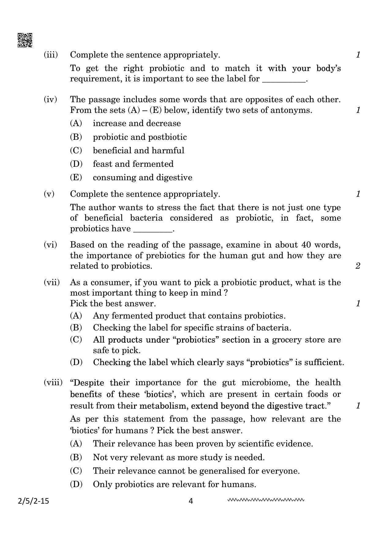 CBSE Class 10 2-5-2 English Literature 2024 Question Paper - Page 4