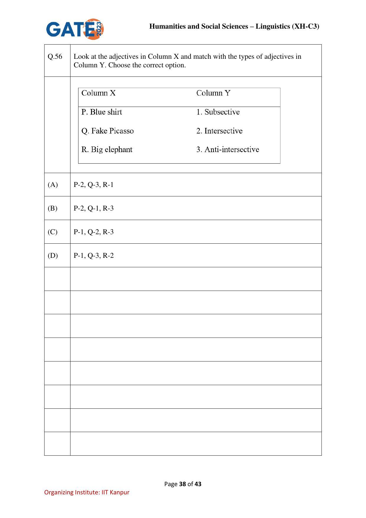 GATE 2023 Humanities & Social Sciences – Linguistics (XH-C3) Question Paper - Page 38