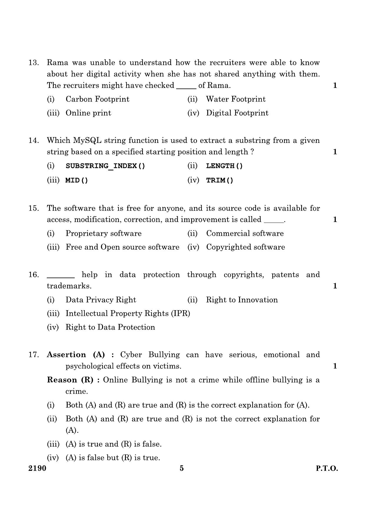 CBSE Class 12 Informatics Practice 2024 Question Paper - Page 5