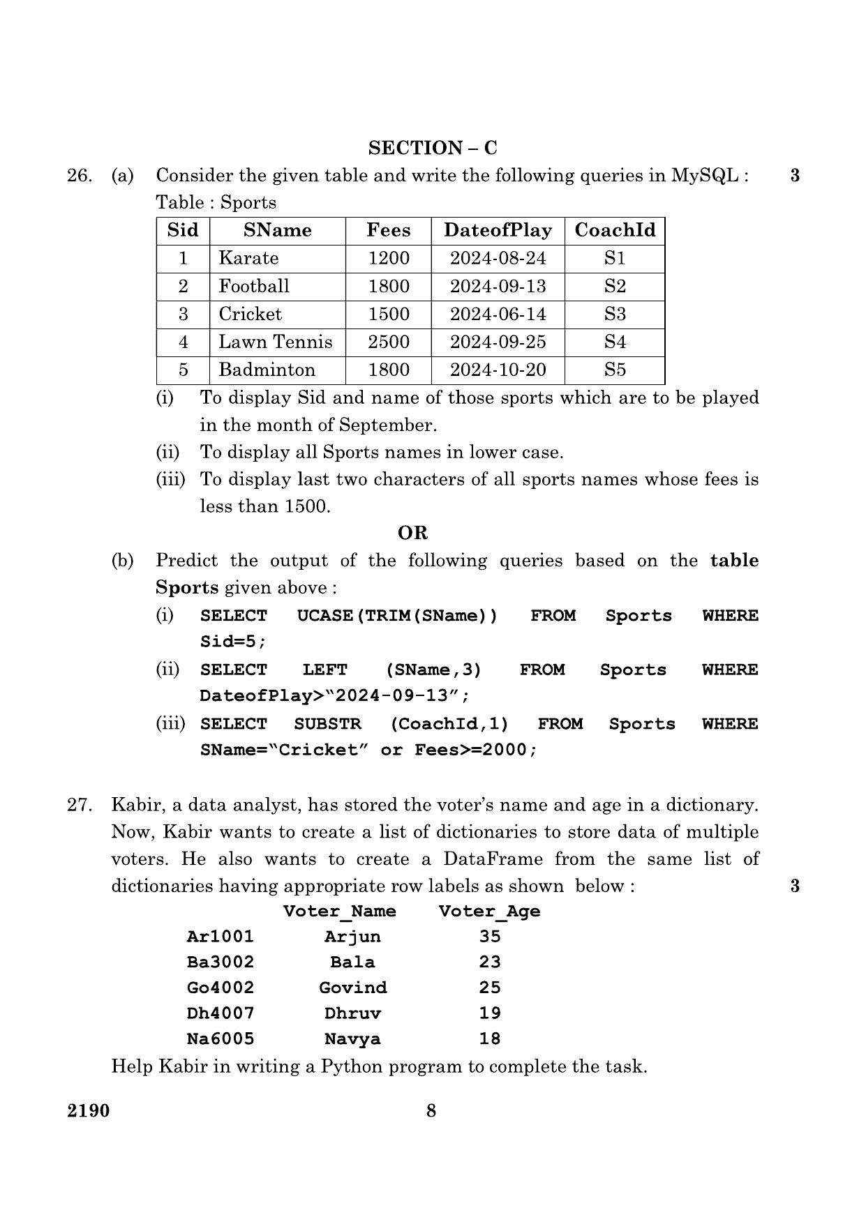 CBSE Class 12 Informatics Practice 2024 Question Paper - Page 8