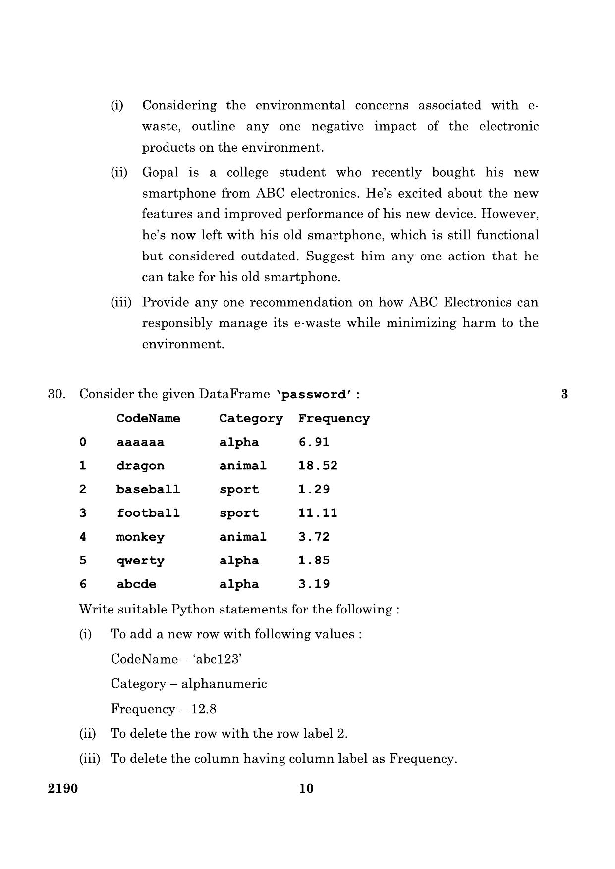 CBSE Class 12 Informatics Practice 2024 Question Paper - Page 10