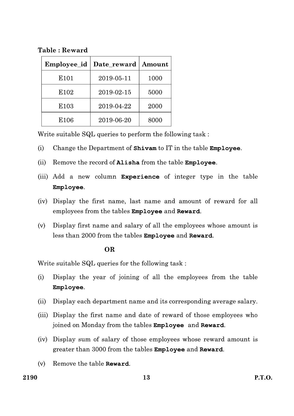 CBSE Class 12 Informatics Practice 2024 Question Paper - Page 13
