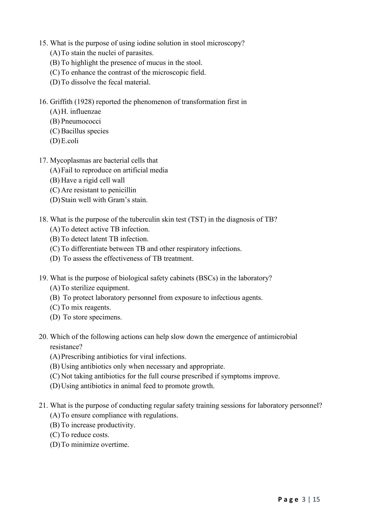 WB JEMAS (PG) M.Sc MLT 2024 Question Paper - Page 5