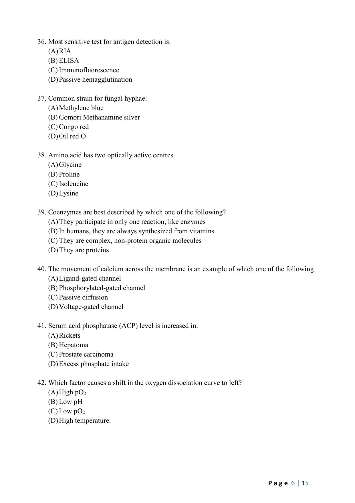 WB JEMAS (PG) M.Sc MLT 2024 Question Paper - Page 8