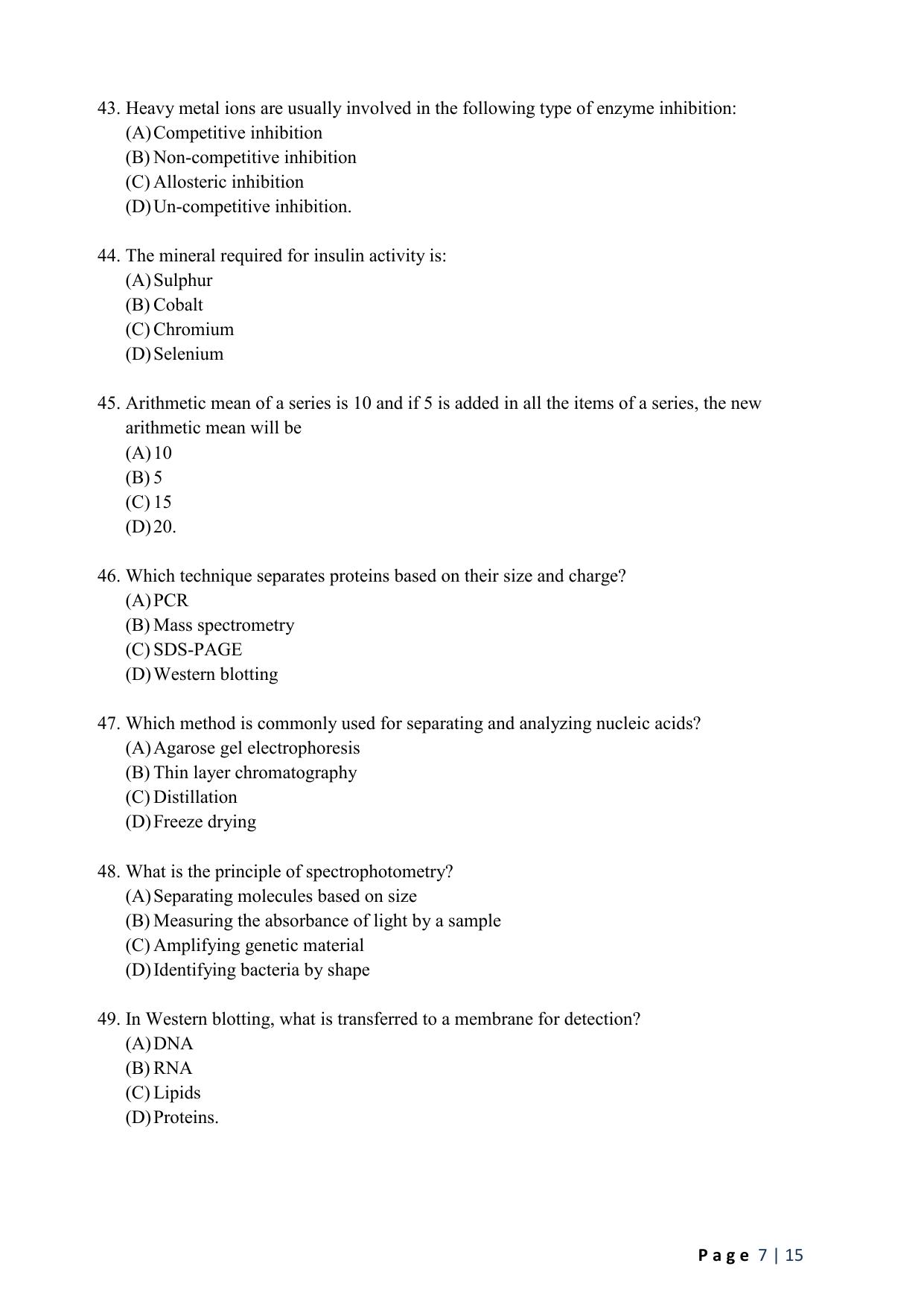 WB JEMAS (PG) M.Sc MLT 2024 Question Paper - Page 9