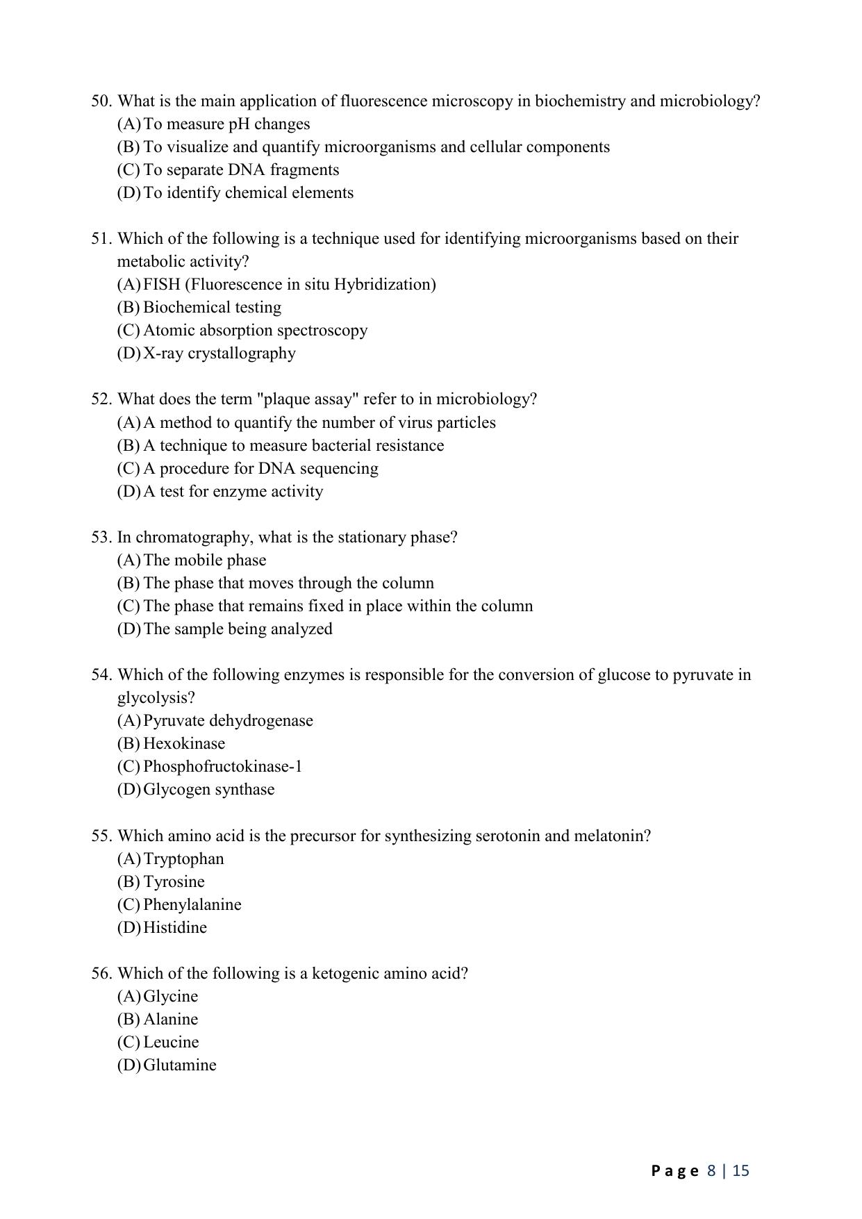 WB JEMAS (PG) M.Sc MLT 2024 Question Paper - Page 10