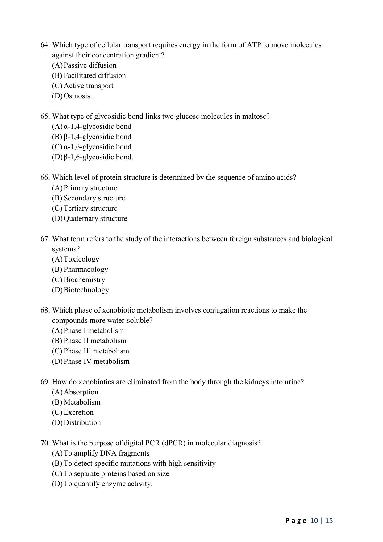 WB JEMAS (PG) M.Sc MLT 2024 Question Paper - Page 12