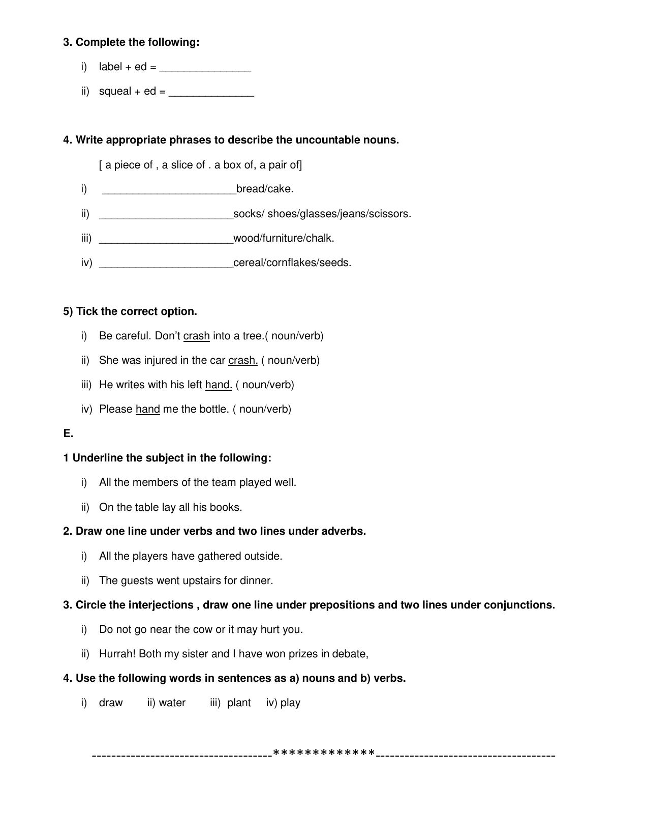 Worksheet for Class 5 English Assignment 39 - Page 2