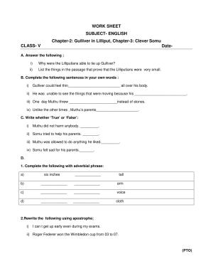 Worksheet for Class 5 English Assignment 39