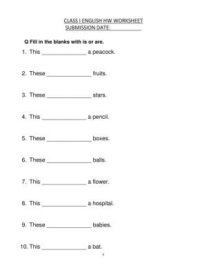 Worksheet for Class 1 English Assignment 54 Is Are