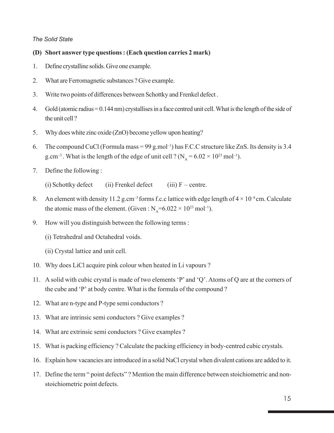Tripura Board Class 12 Chemistry English Version Workbooks - Page 21
