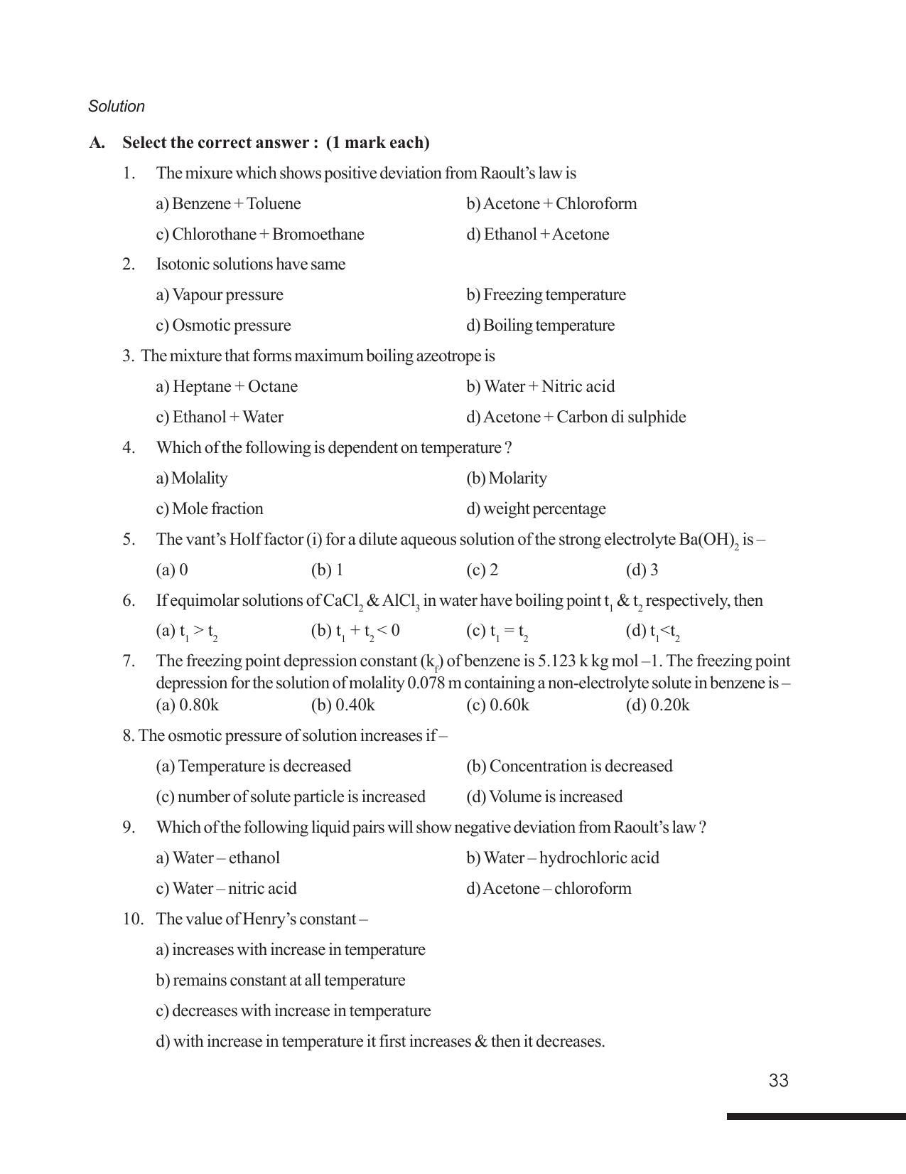 Tripura Board Class 12 Chemistry English Version Workbooks - Page 39