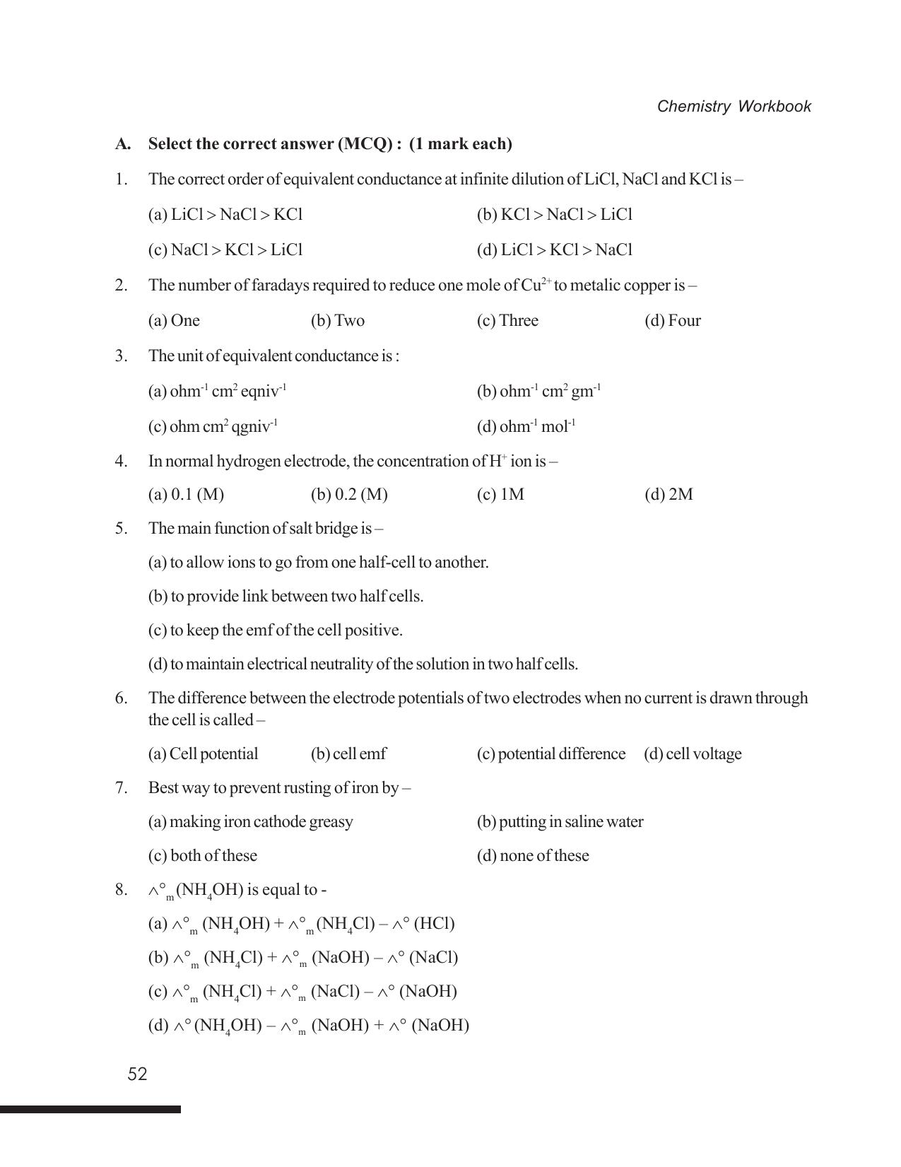 Tripura Board Class 12 Chemistry English Version Workbooks - Page 58