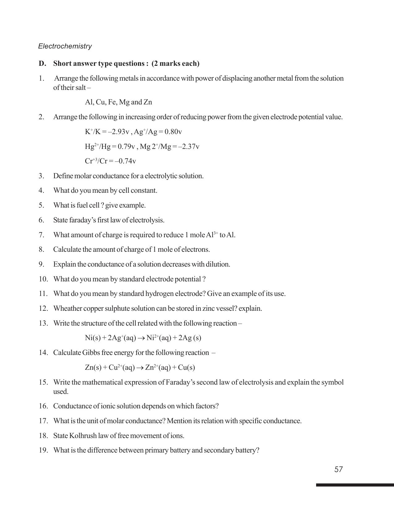 Tripura Board Class 12 Chemistry English Version Workbooks - Page 63