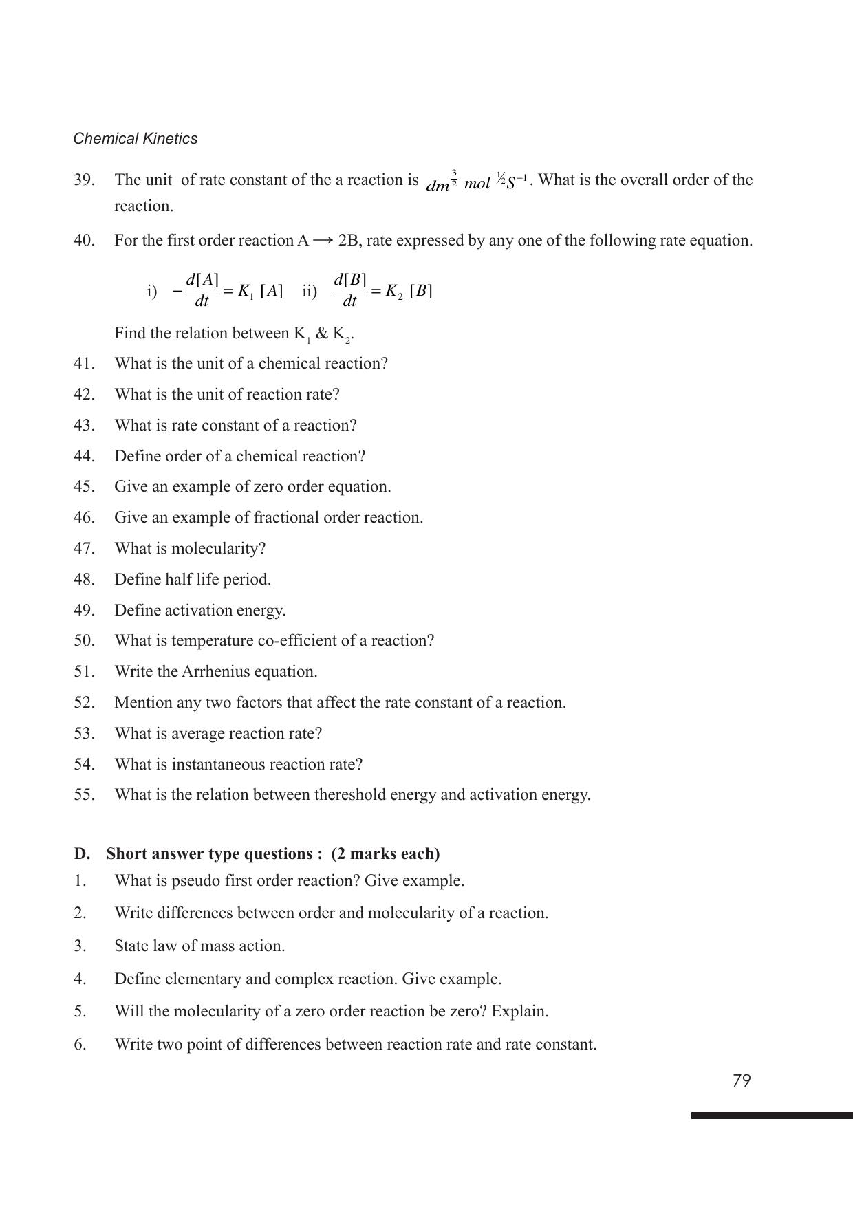 Tripura Board Class 12 Chemistry English Version Workbooks - Page 85