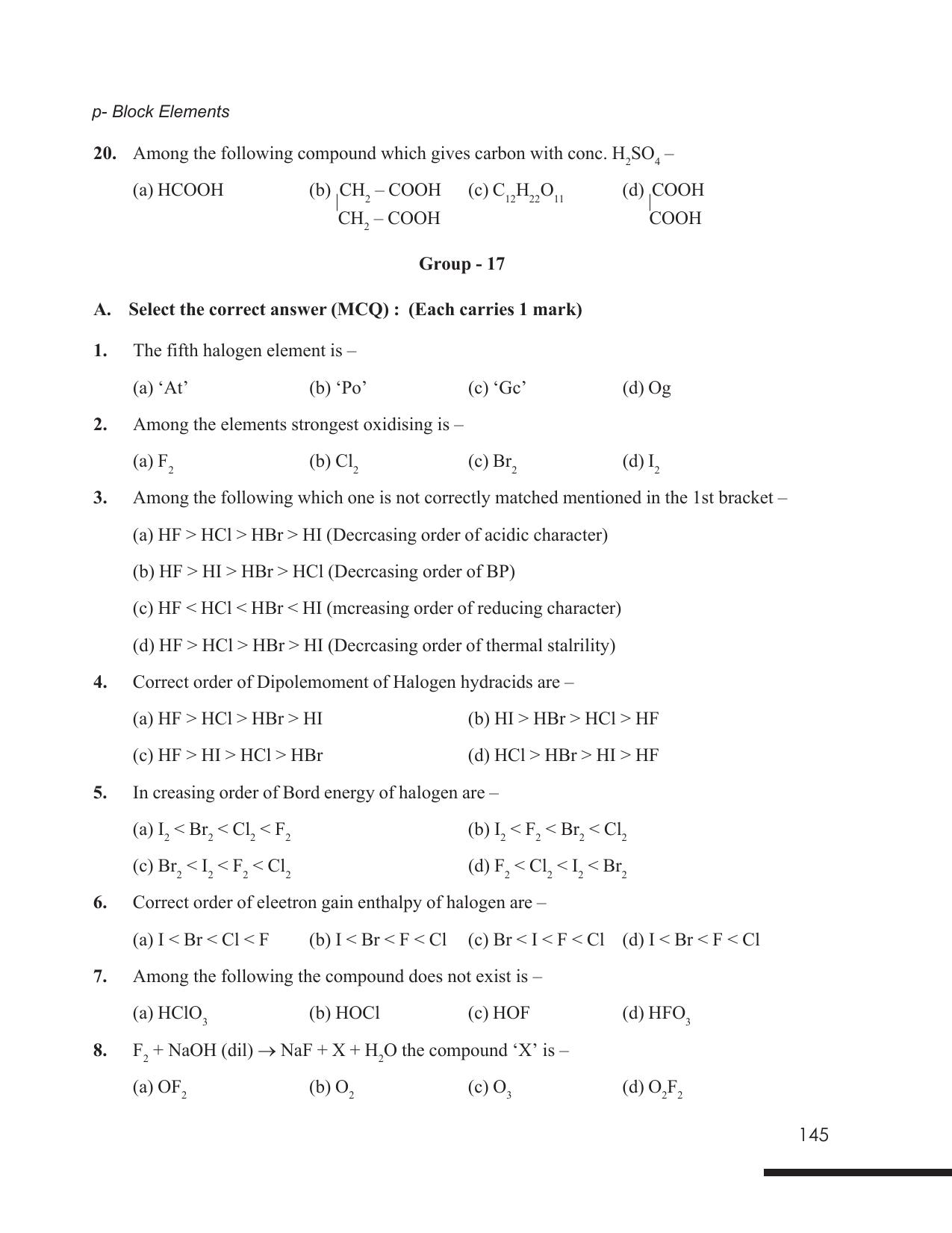 Tripura Board Class 12 Chemistry English Version Workbooks - Page 151