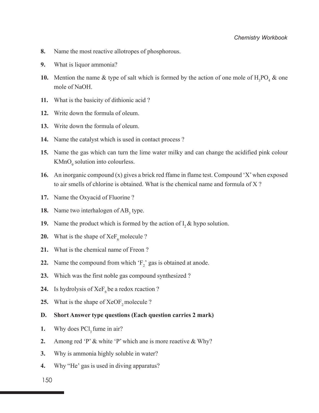 Tripura Board Class 12 Chemistry English Version Workbooks - Page 156
